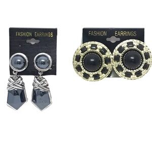 (2) Pairs Chunky Dangle Clip-on Earrings Lot 3